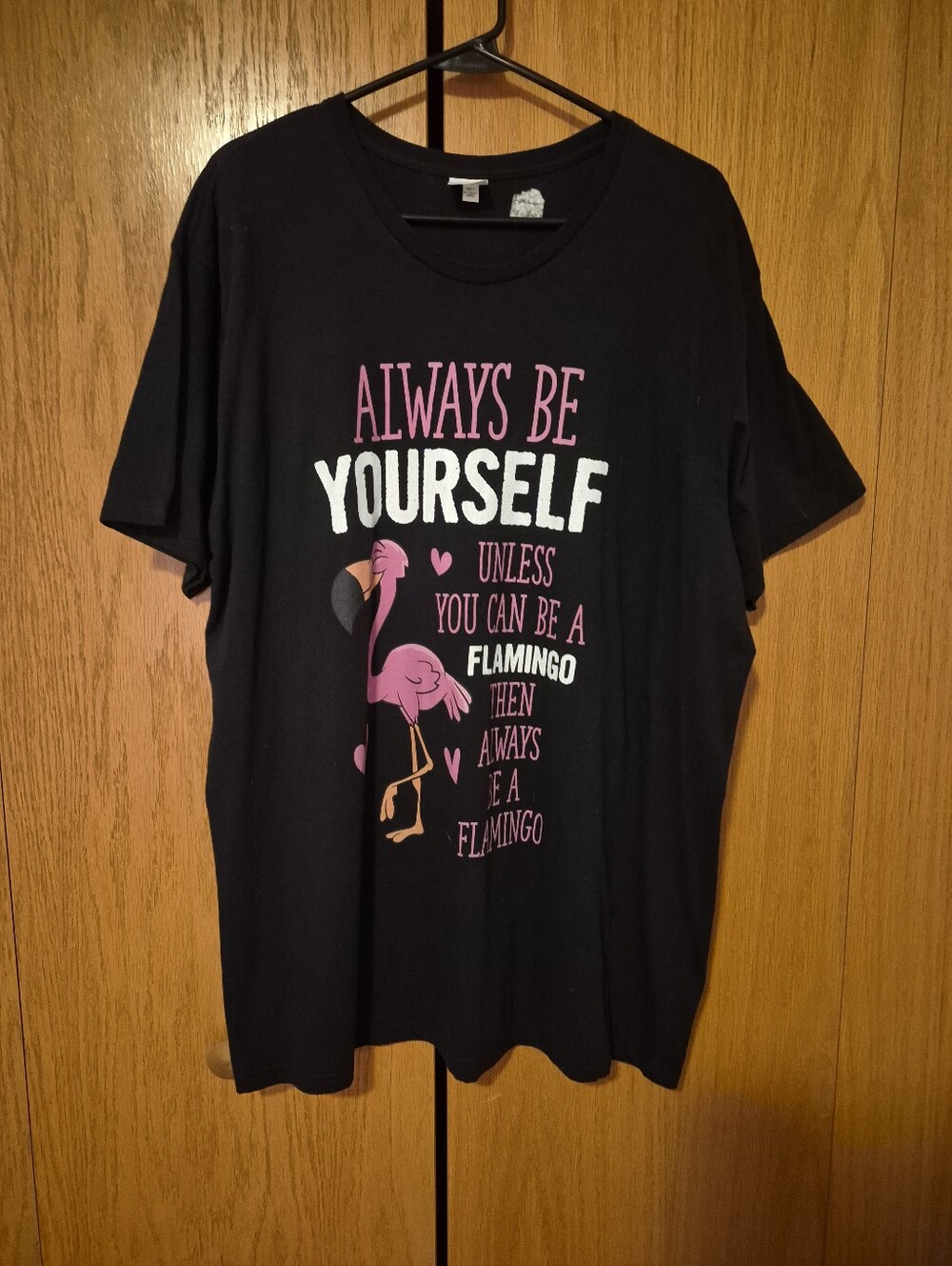 Women’s Flamingo Graphic T-Shirt – “Always Be Yourself” - XL